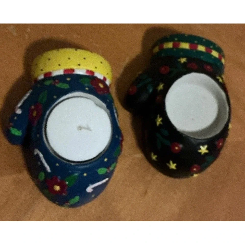 Mary Engelbreit‎ Set of 2 Mitten Shaped Tea Light Holders Winter Whimsical
